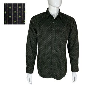 Micros Men’s Black Pearl Snap Embroidered Design Long Sleeve Shirt
